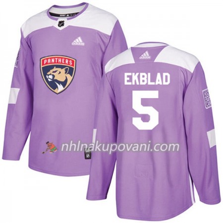 Florida Panthers Dresy Aaron Ekblad 5 Adidas 2017-2018 Nachová Fights Cancer Practice Authentic - Pánské